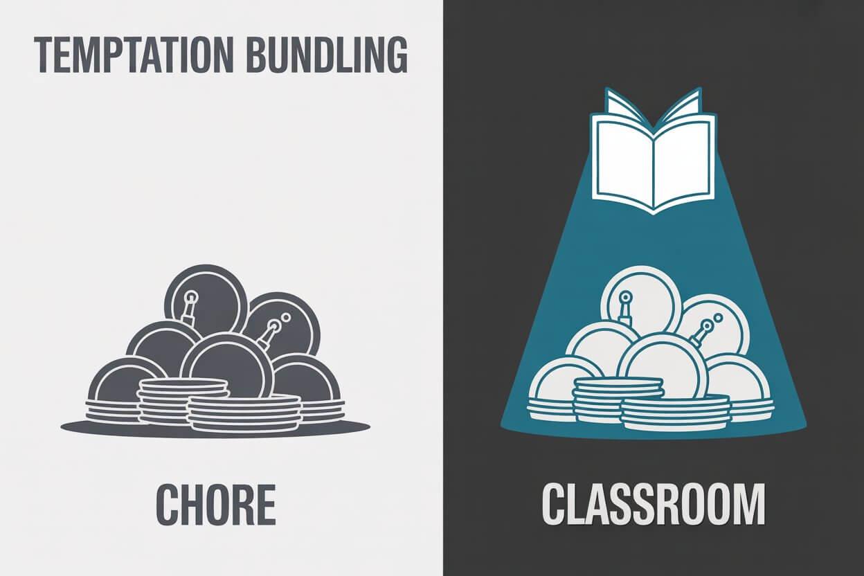 Infographic showing chores turning into learning time