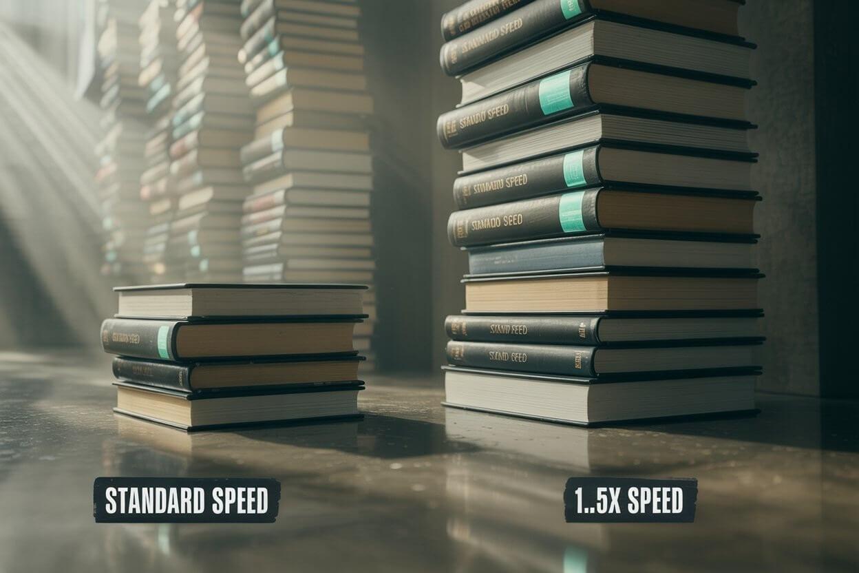 Comparison of books read per year at 1.0x vs 1.5x speed