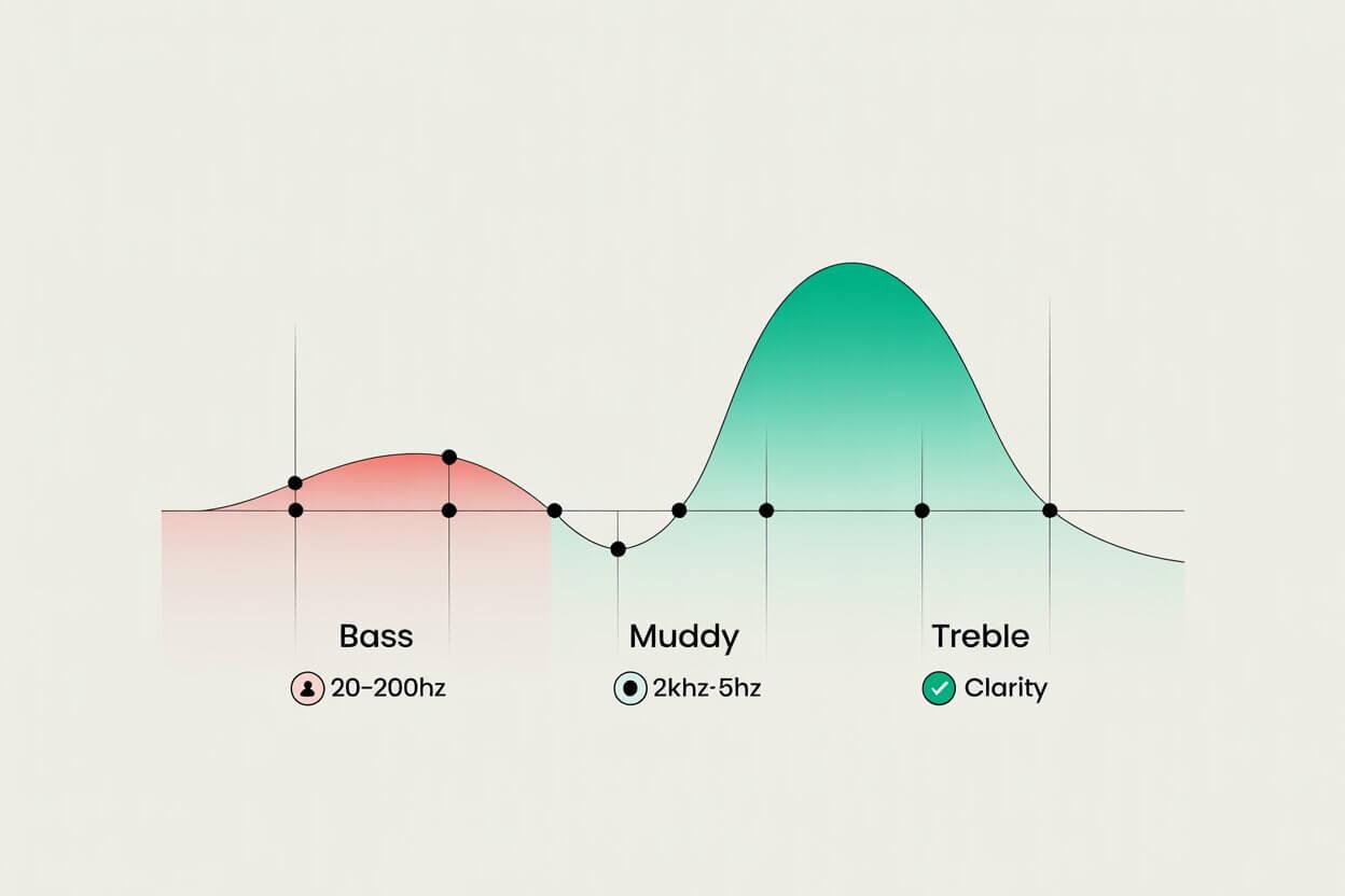 Chart showing voice frequencies vs bass frequencies