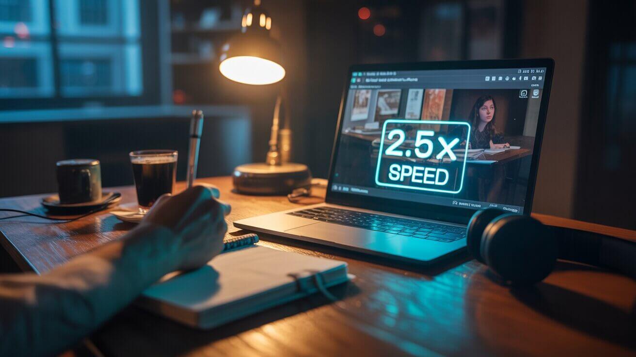 Student studying late at night with laptop
